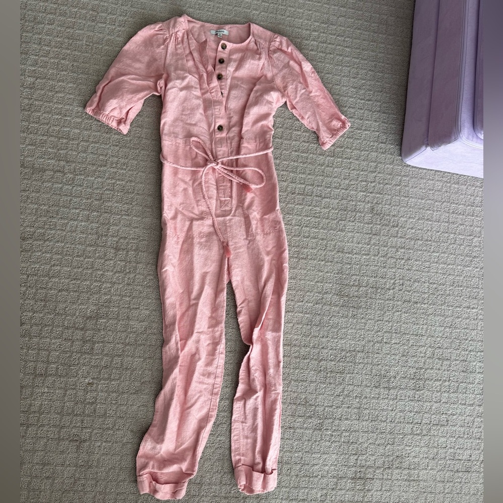 Madewell linen-blend puff sleeve tassel-toe jumpsuit XXS - Picture 5 of 6